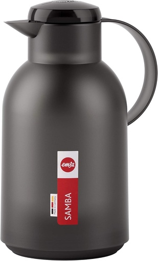 Carafa izolata Emsa N40119 Samba | 1,5 litri | Inchidere rapida | Se mentine cald timp de 12 ore si rece timp de 24 de ore | Negru translucid