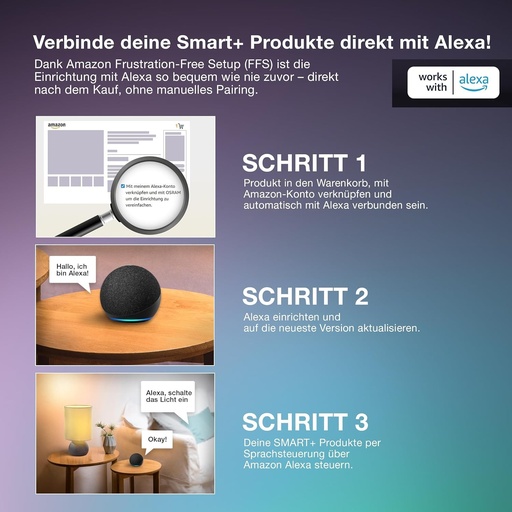 Bec LED OSRAM SMART+ RGBW, E27 cu Matter over Wifi, special conceput pentru ALEXA - configurare usoara cu un singur clic, echivalent 60W, alb cald pana la alb rece (2700-6500K), 16 milioane de culori RGB, pachet de 1