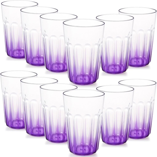 Pahare de plastic Greentainer 12 x 350 ml - Pahare rezistente la spargere pentru copii - Pahare de plastic reutilizabile - Perfecte pentru petreceri, activitati in aer liber, camping - Mov