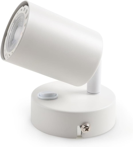 Spot de perete da LIGHT cu intrerupator, lampa de perete cu 1 bec, spot rotativ si pivotant cu soclu GU10 (bec neinclus) Retro/Vintage 230V Alb pentru living si dormitor