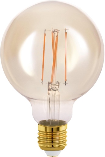 Bec LED EGLO connect.z Smart Home E27, G95, ZigBee, control prin aplicatie si voce, reglabil, alb cald, 500 lumeni, 5,5 W, bec vintage chihlimbar