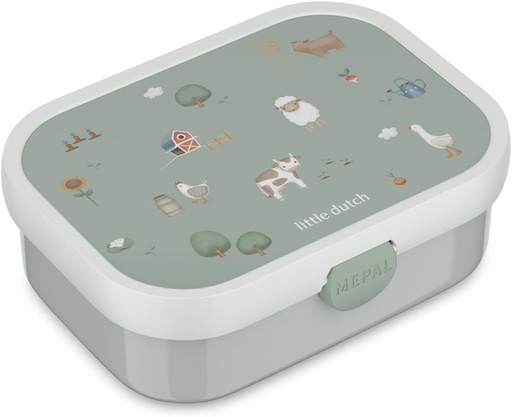 Mepal - Cutie de pranz pentru copii Campus Little Dutch - Cutie Bento pentru copii - Cutie de pranz pentru copii cu compartimente si furculita - Cutie pentru pregatirea meselor cu inchidere cu clip - Fara BPA si potrivita pentru masina de spalat vase - 750 ml - Little Farm