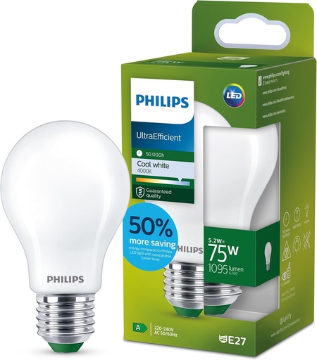 Lampa LED Philips Ultra Eficienta Mat - 75 W - E27 - Koelwit licht