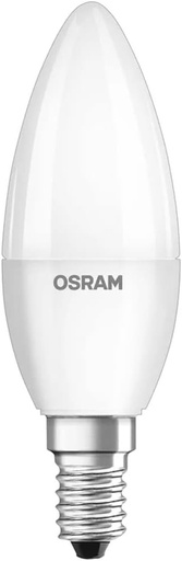 Bec Osram LED Base Classic B, forma de lumanare cu soclu E14, neiluminat, inlocuieste 40 wati, mat, alb cald - 2700 Kelvin, pachet de 4