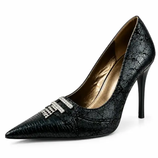 Pantofi cu toc cui Jade Butterfly Negru, marime 35-40