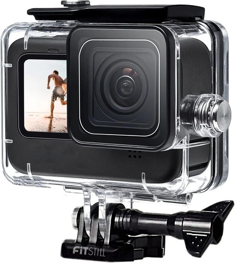 Carcasa de scufundari FitStill impermeabila pentru GoPro Hero 13/12/11/10/9 neagra, accesorii pentru carcasa de scufundari de protectie 60M/196FT (Hero 13/12/11/10/9 negru)
