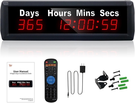 YZ Cronometru mare cu numaratoare inversa de 999 de zile, Ceas digital cu numaratoare inversa cu telecomanda, In timp real 12/24h, Ceas cu numaratoare inversa pentru evenimente, Calendar cu numaratoare inversa pentru pensionare, Nunta, Sarbatori, Zi de nastere, Nou-nascut