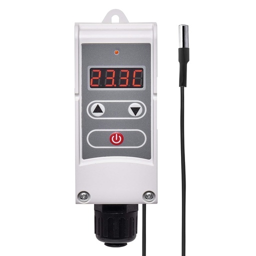 EMOS P5684 Termostat pentru montare pe suprafata cu senzor la distanta, sensibilitate de comutare reglabila si afisaj digital / Termostat pentru montare pe teava, interval de setare 5 °C pana la 90 °C, 45 x 45 x 130 mm