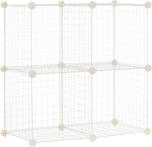 Amazon Basics, 4 cuburi de rafturi din sarma, albe, 37 adancime x 77 latime x 77 inaltime cm