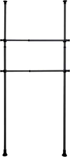 WENKO Herkules, set de 2 suporturi pentru haine, completeaza sistemul telescopic metalic asortat pentru dulapuri sau ca suport pentru haine, incl. suporturi din plastic, extensibile pana la 120 cm, negru