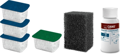Consumabile + Balsam pentru Acvariu CIANO - Cartuse Filtrante si Balsam pentru Acvariu - Pachet de 3 Luni, Marimea S - Apa Cristalina pentru Pesti, Fara Impuritati si Inodor