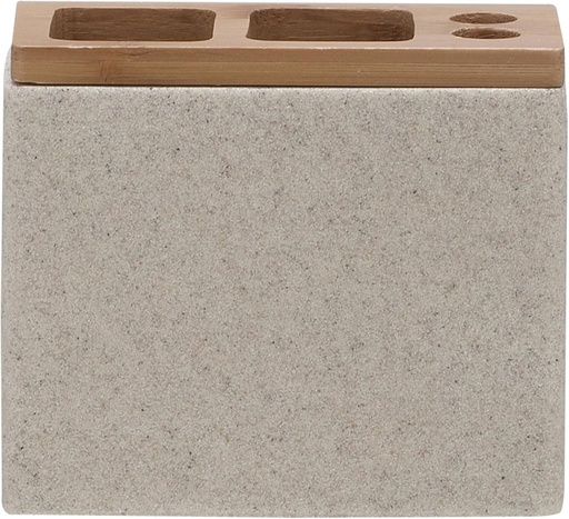 Suport pentru periuta de dinti Sealskin Grace pentru periute de dinti electrice, pentru depozitarea periutei de dinti, a capetelor de periuta de dinti si a pastei de dinti, independent, polirasina, culoare: nisip, 6 x 12,3 x 10,2 cm