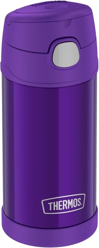 Termos copii FUNTAINER cu pai 0,35l, violet, termos din otel inoxidabil pentru copii, cu pai, mentine bauturile reci timp de 12 ore, complet etans, pentru scoala, gradinita, pauze