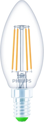 Bec LED sferic cu forma de lumanare Philips ultra-eficient (pachet de 3), E14, 2,3 W, lumina alba calda 2700 K, clasa de eficienta energetica A