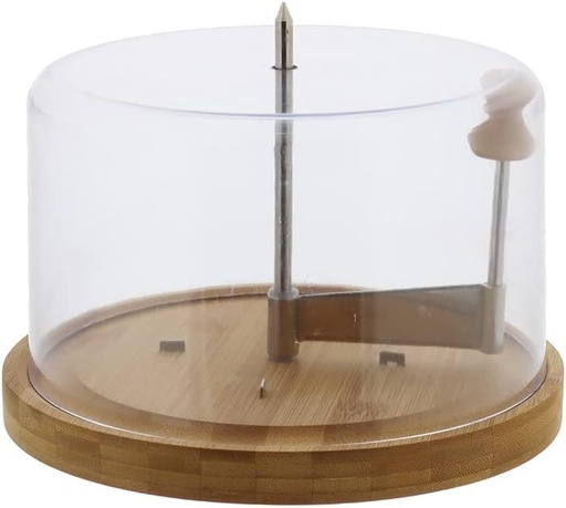 Kesper | Feliator de branza cu capac, Material: Bambus, plastic, Dimensiuni: ø 22 cm x 14 cm, Culoare: Maro | 58621