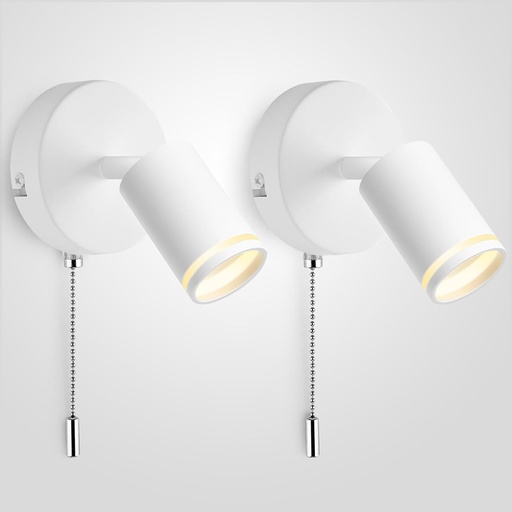 Lampa de perete YindaLux pentru interior cu intrerupator - Aplica pivotanta 350°+90° cu intrerupator - cu soclu GU10 Max. 50W - Spot de perete alb mat 230V pentru living, dormitor, bec neinclus