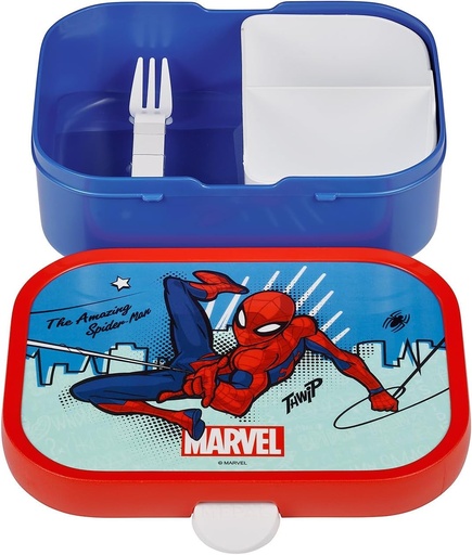 Mepal - Cutie de pranz Campus Kids - Cutie Bento pentru copii - Cutie de pranz cu compartimente si furculita - Cutie pentru pregatirea meselor cu inchidere cu clip - Fara BPA si lavabila in masina de spalat vase - 750 ml - Spiderman
