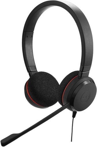 Jabra Evolve 20 - Căști stereo certificate Microsoft pentru softphone-uri VoIP - Anulare pasivă a zgomotului - Cablu USB cu unitate de control - Negru
