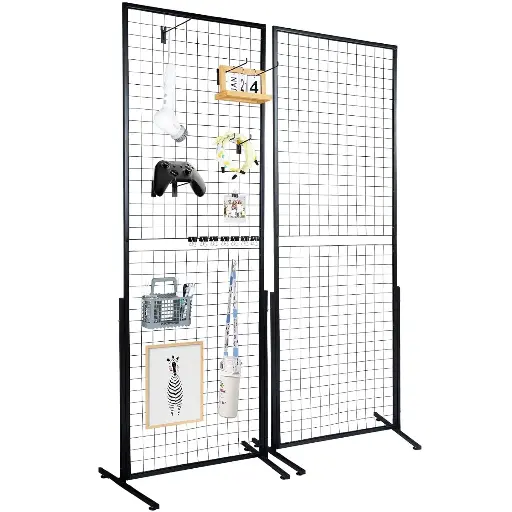 Turn de panouri cu grilă de sârmă VEVOR, 2 unități, panou de afișare independent cu plasă, 617x1716 mm, capacitate de încărcare 27 kg, accesorii complete, instalare ușoară pentru afișaje foto