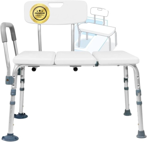Scaun de baie OrtoPrime pentru seniori – Scaun de baie pentru cadă cu bară de susținere – Scaun de baie reglabil pe înălțime – Ajutor pentru baie pentru seniori – Scaun de baie pentru adulți