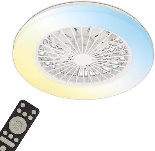 BRILONER - Ventilator de tavan CCT cu lumină, 5 viteze, telecomandă, reglabil intensitatea luminii, temporizator, lampă de dormitor, lampă de living, lumină de tavan cu ventilator, 48,5x14,5 cm (adâncime x înălțime), alb