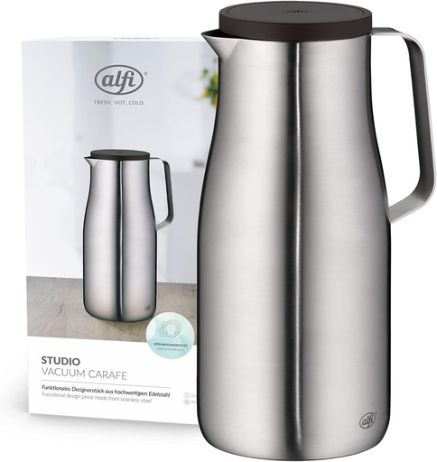 alfi STUDIO TT 1,5l, oțel inoxidabil, cană izolată cu pereți dubli din oțel inoxidabil și finisaj mat, menține băuturile calde timp de 12 ore și reci timp de 24 de ore, capac cu închidere prin răsucire, deschidere mare, lavabilă în mașina de spălat vase, fără BPA