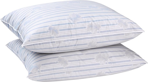 Blanrêve - Set de 2 perne vintage - Naturale - Pene - 60 x 60 cm - Alb/Dungi/Albastru - Fabricat în Franța