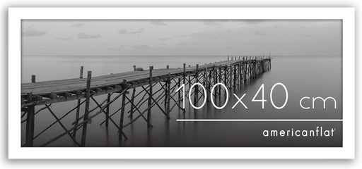 Ramă foto Americanflat 100x40 cm albă - Ramă foto format mare 40x100 cm din lemn MDF cu plexiglas lustruit și accesorii de agățare - Agățare orizontală sau verticală