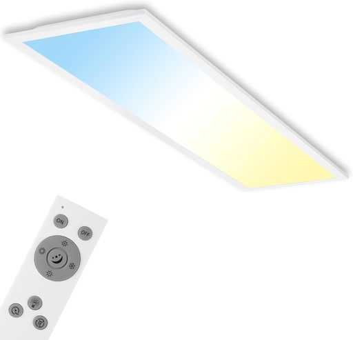 BRILONER - Plafonieră LED cu telecomandă, plată, reglabilă de la alb cald la alb rece, lampă, lumină de tavan, lampă de living, panou LED, lampă de dormitor, 100x25x6 cm, alb