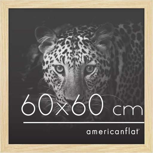 Rama foto Americanflat, culoare stejar natural, 60x60 cm, din lemn, cu plexiglas și cârlige de agățare – Ramă pătrată pentru afișare