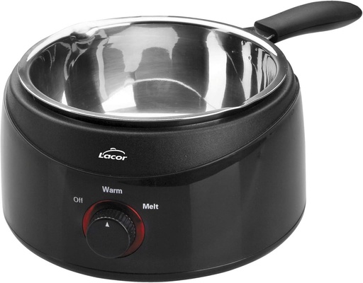 LACOR - 69317 - Baie Maria, Chocolatera, pentru topit ciocolată, Recipient electric cu găleată detașabilă din oțel inoxidabil, capacitate 1 litru, dimensiuni: 16cm, adâncime 7cm, 70W, Negru