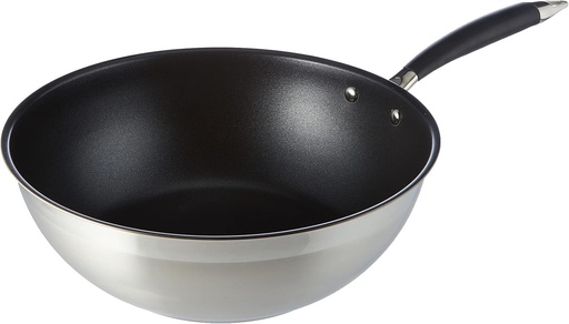 Tigaie Wok Amazon Basics, 28 cm, Negru