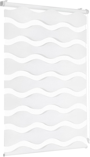 Rulou dublu Sekey cu valuri, fixare cu clemă pentru ferestre (nu necesită găurire), rulou dublu 70 cm lățime, rulou duo cu valuri, protecție solară, 70x150cm, alb
