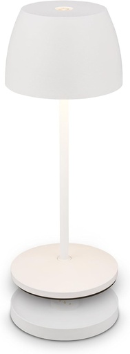 BRILONER - Lampă de masă LED mini, fără fir, IP44, cu stație de încărcare, reglare continuă a intensității luminoase, baterie și sursă de lumină înlocuibile, lampă de noptieră, lampă LED, lampă de masă reîncărcabilă, restaurant, 8x20,5 cm (AxÎ), albă