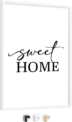 edihome, ramă 50x70cm, lemn, laminat acrilic, montată pe perete, decorațiune pentru camera de zi, pentru puzzle-uri, tricouri, postere (alb, 50x70)