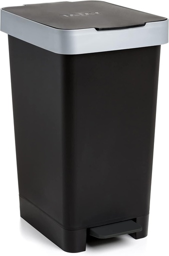 Coș de gunoi cu pedală Tatay Smart 25L | Design compact și funcțional | Utilizare în interior și exterior | Compatibil cu saci de 30L | Plastic durabil, fără BPA | 26x36x47cm, Negru