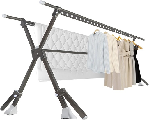 SERdeerCH Ușor de rufe 130-230 cm, Suport extensibil pentru uscare a rufelor, Lungime reglabilă, Suport pliabil pentru rufe, Suport rezistent pentru rufe, Utilizare în interior/exterior, cu 42 de cârlige rezistente la vânt, Ușor de utilizat