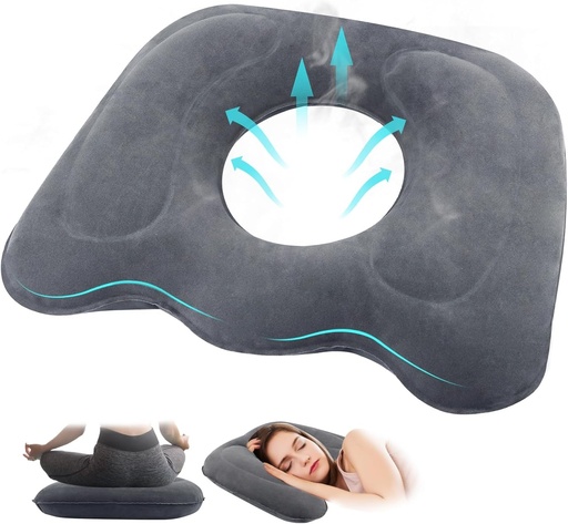 Pernă ortopedică pentru scaun, pernă ortopedică gonflabilă pentru stat prelungit pe scaune de birou, pernă ergonomică pentru scaune de birou, pernă anti-hemoroizi, pernă pentru coccyx (gri)