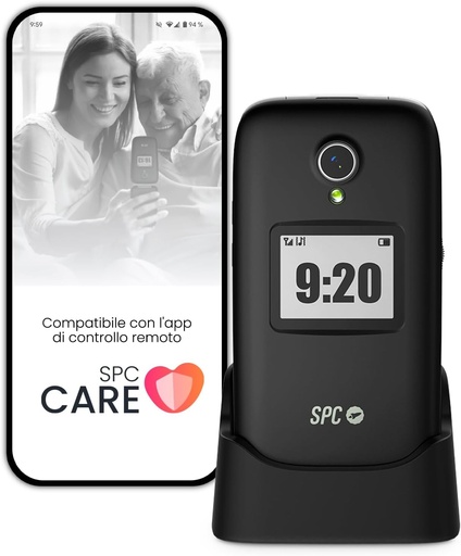 SPC Polaris - Telefon 4G pentru seniori cu butoane mari și buton SOS | Compatibil cu aplicația de gestionare la distanță SPC Care (iOS și Android), localizare GPS și alerte de securitate | Negru