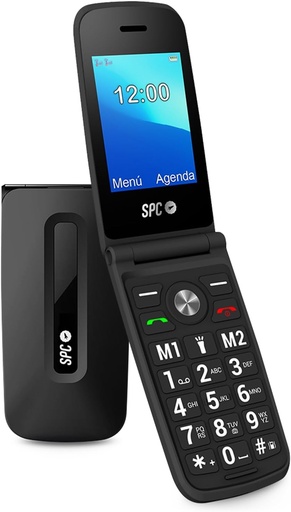 SPC Titan - Telefon cu clapă pentru seniori, butoane și taste mari, ușor de utilizat, sonerie 100dB, configurare de la distanță, sonerie inteligentă și notificări, 2 apelări rapide, negru