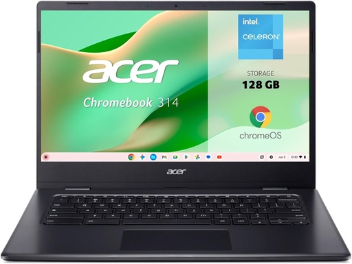 Laptop Acer Chromebook CBOA314 - Laptop Google FullHD de 14" (Intel Celeron N4500, 4GB RAM, SSD de 128GB, ChromeOS) Negru, QWERTY