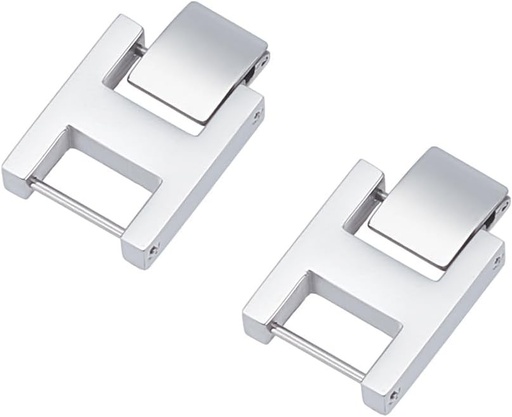 WEBEEDY 2 bucăți argintii pentru ceas sau brățară, oțel inoxidabil, cu încuietoare pliabilă, extensie pentru ceas, curea metalică pătrată, accesorii de schimb pentru fabricarea bijuteriilor, consumabile
