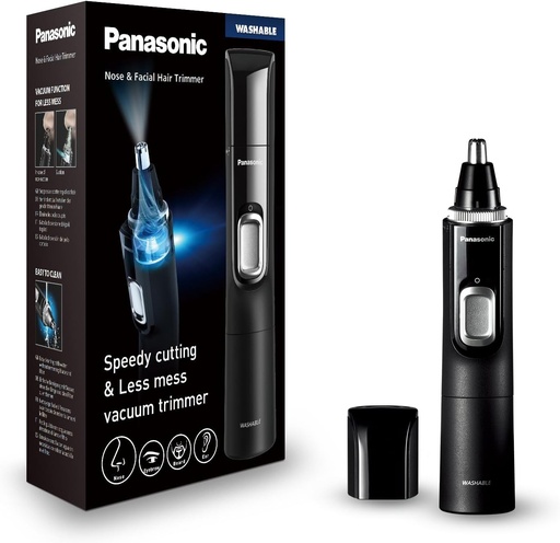 Aparat de tuns pentru parul din nas Panasonic ER-GN300-K503 pentru barbati, aparat de ras electric premium, aparat de tuns pentru nas, urechi si sprancene, rezistent la apa, functionat cu baterii, negru 