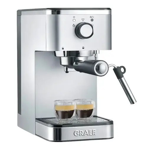 Espressor automat cu spumator Graef ES400 Salita, pre-infuzare, incalzire rapida, control temperatura, 15 bar, 1400 W, 1.25 L, argintiu