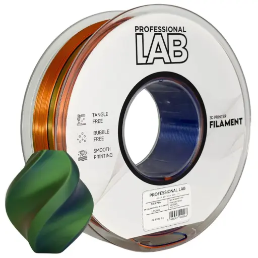 Filament imprimanta 3D Silk PLA Tri Color Orange Blue Green - Prof. Lab 1.75mm 1KG