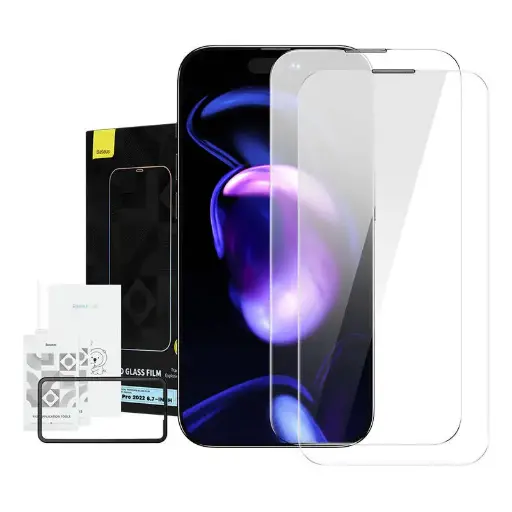 Sticlă temperată Baseus Crystal de 0,3 mm cu strat anti-praf pentru iPhone 14 Pro Max - 2 buc