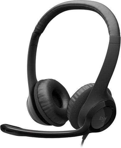 Căști cu Fir Logitech H390 pentru PC/Laptop, Microfon cu Reducere Zgomot, USB-A, Controale Inline, Negru