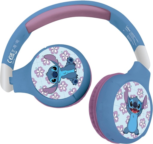 Căști Copii LEXIBOOK Disney Stitch 2în1 Bluetooth și Cu Fir, Microfon, Pliabile, Baterie Reîncărcabilă