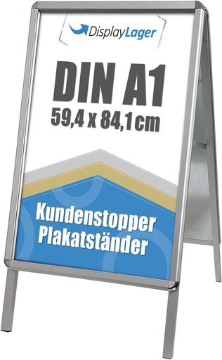 DisplayLager Alu-Line Rondo Șevalet Publicitar cu 2 Postere Incluse, Rezistent la Intemperii (A1)