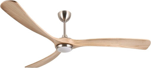 Ventilator de tavan silențios Ovlaim din lemn, DC 72 inch, lumină și telecomandă, 3 pale, ventilatoare mari pentru interior și exterior, pentru living mare, garaj, argintiu natural [Clasa energetică F]